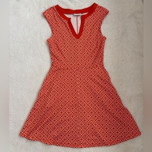New York & Company Orange Geometric Dress
